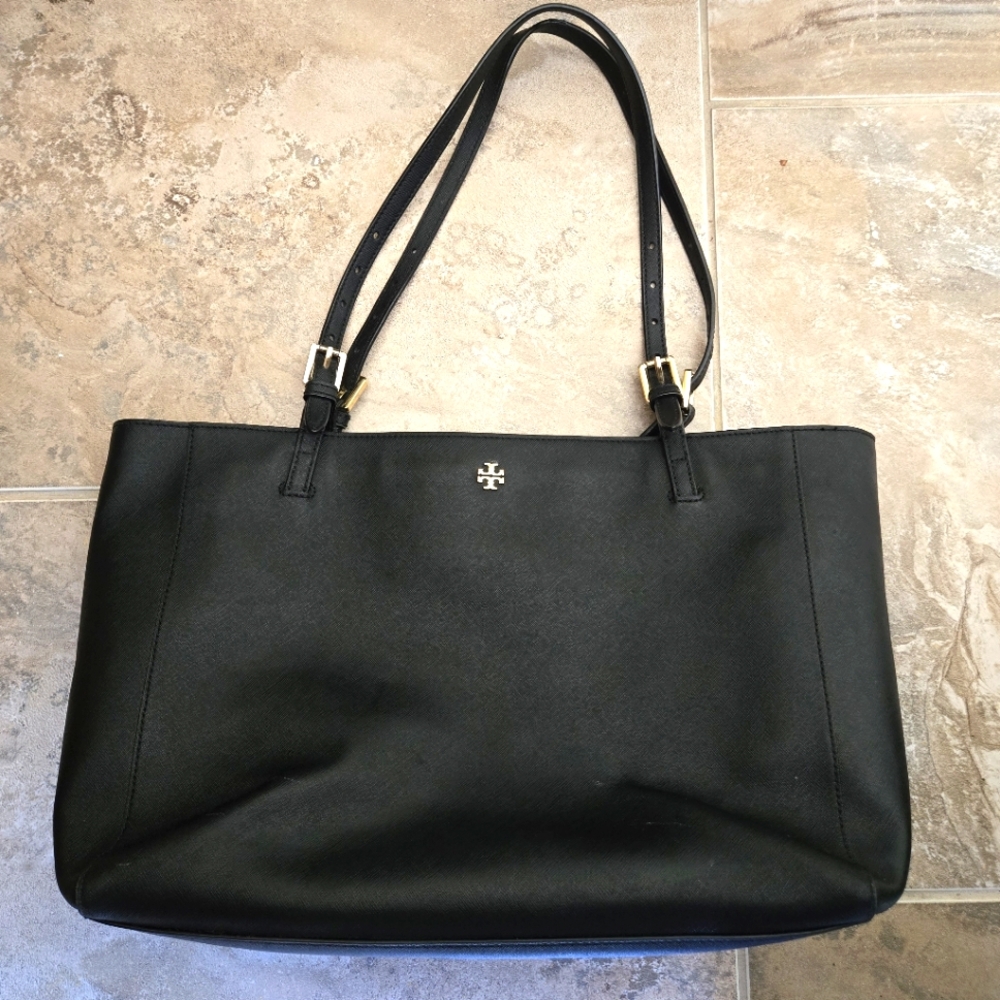 Tory Burch Black Tote Bag with Leather Handles